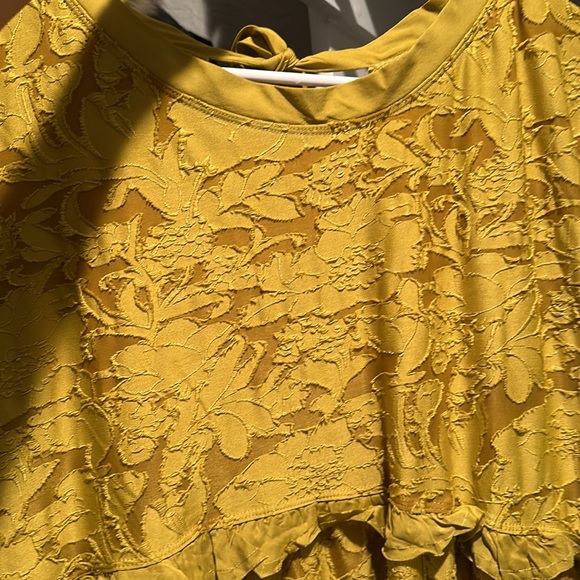 Anthropologie Ruffle Knit Swing Mini Chartreuse Dress NWT Size Large - Picture 6 of 9